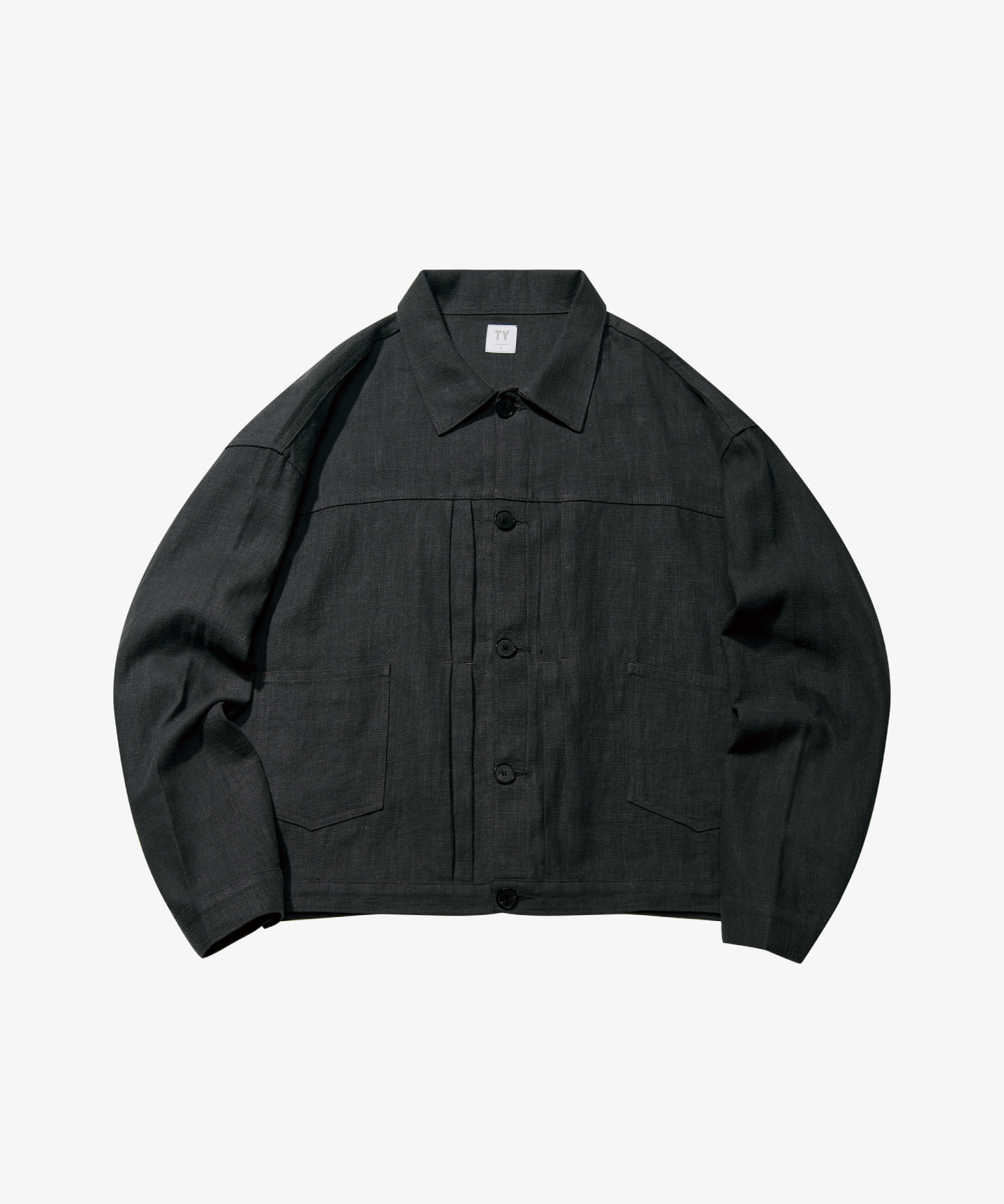 Linen trucker jacket_Black
