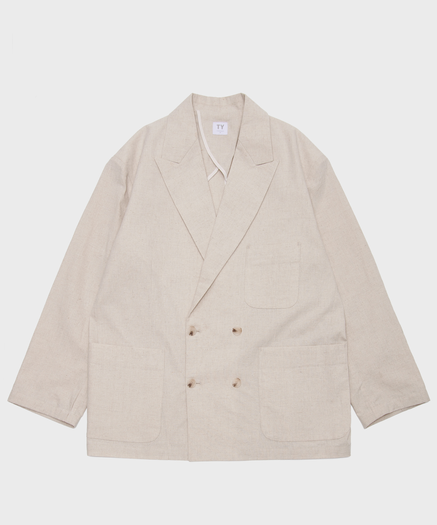 Classic linen double jacket_Natural