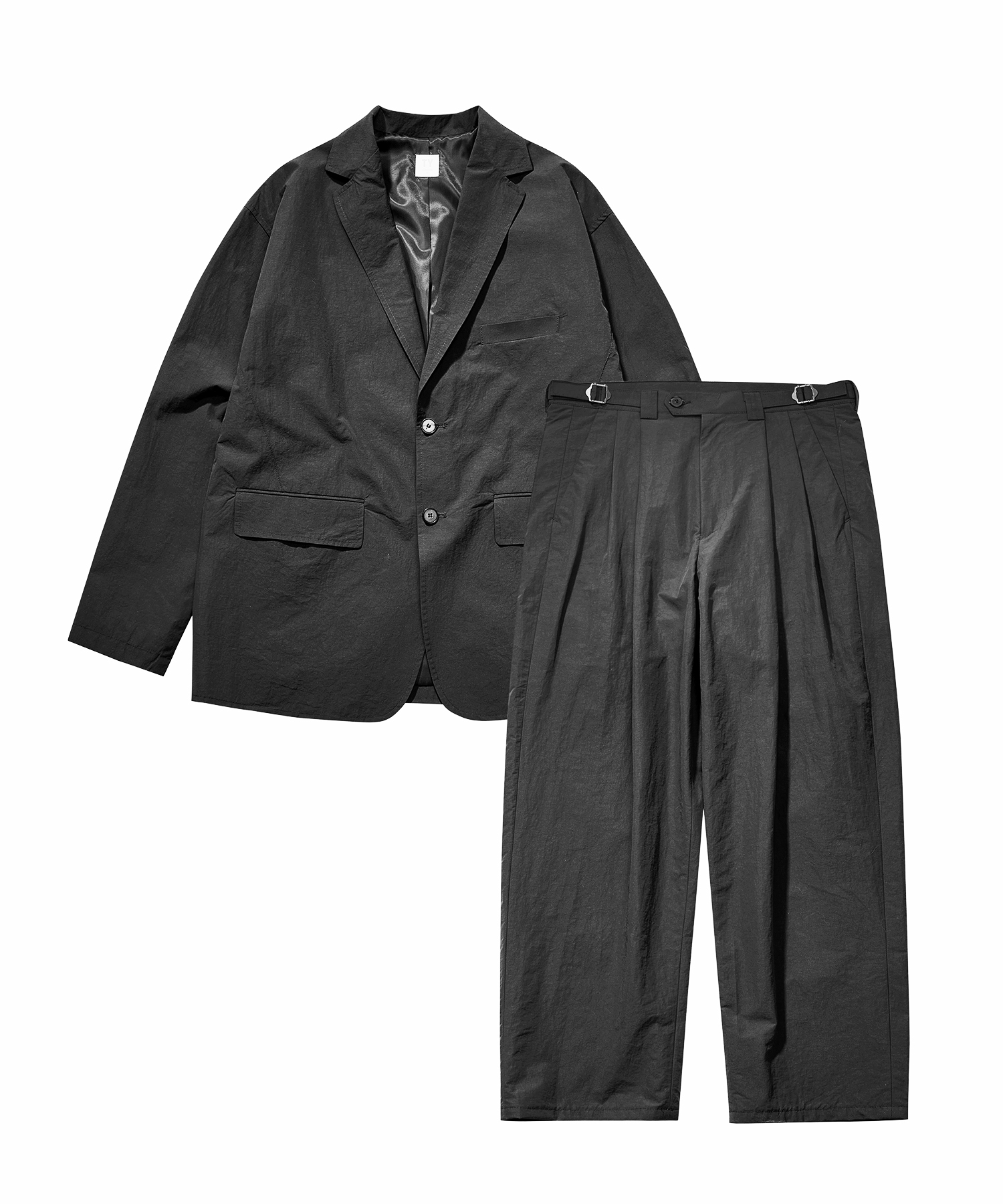 Office casual sports two button jacket setup_Black