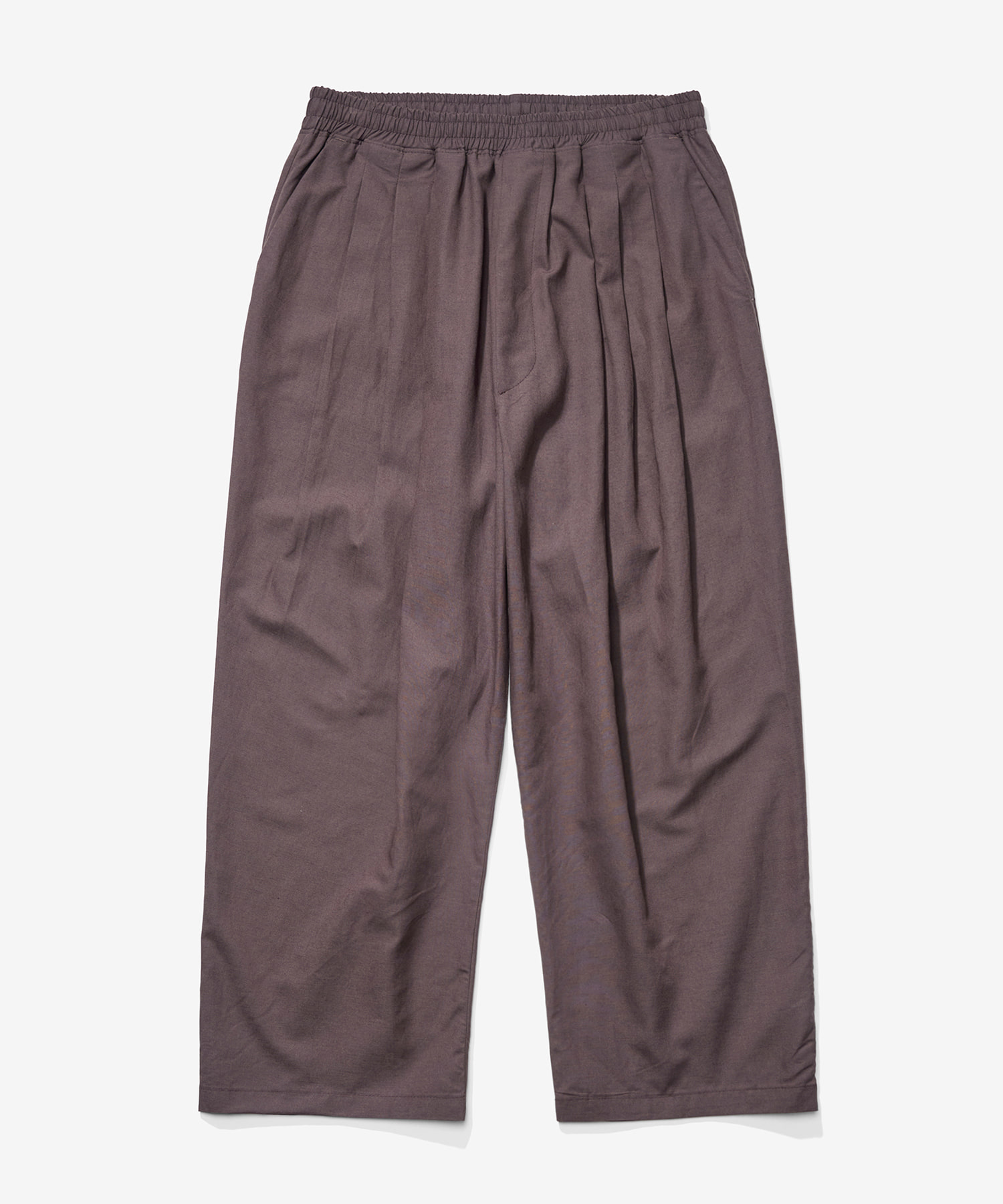 TY linen three-tuck banding pants_Brown