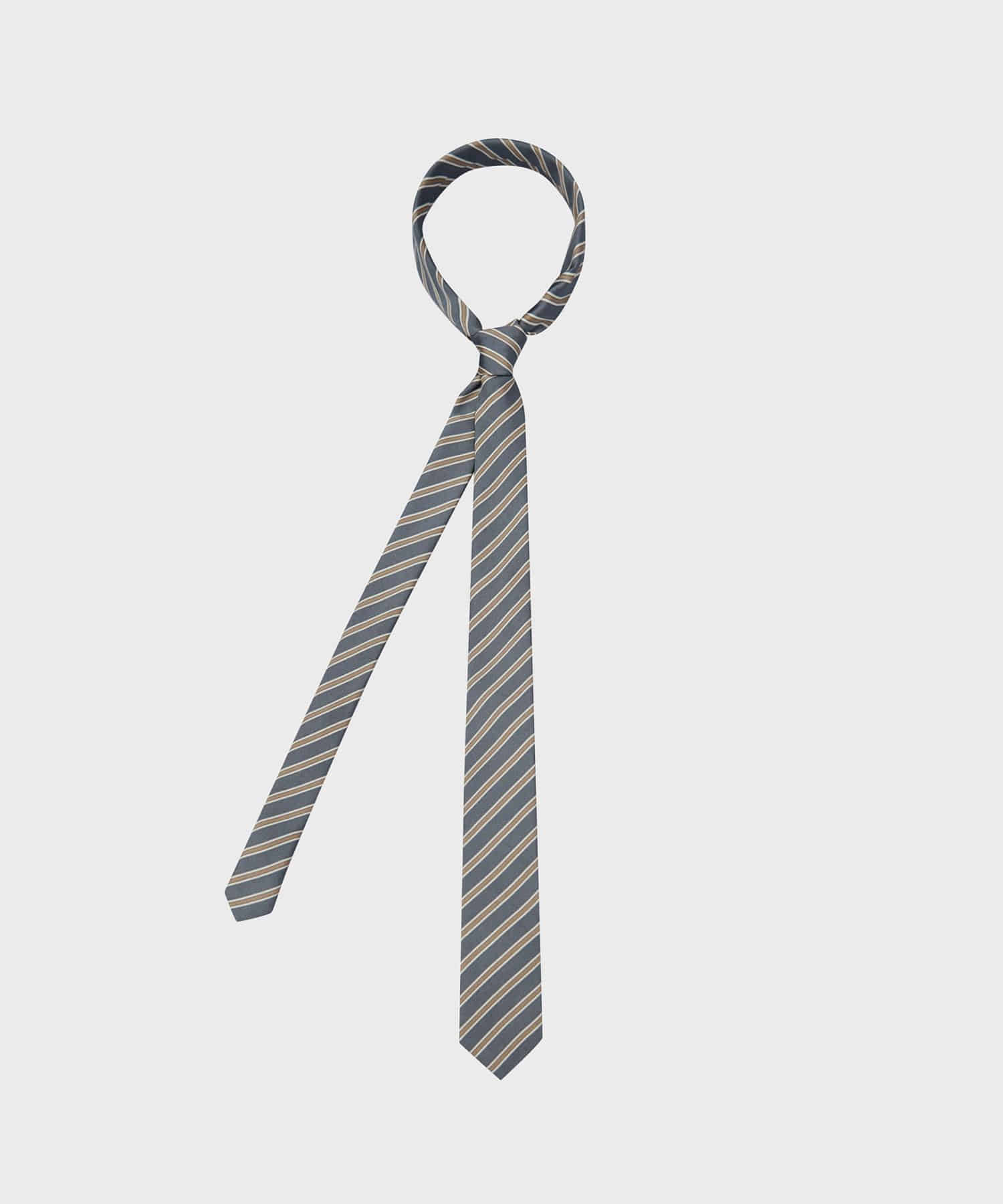 TY stripe tie_Gray Khaki