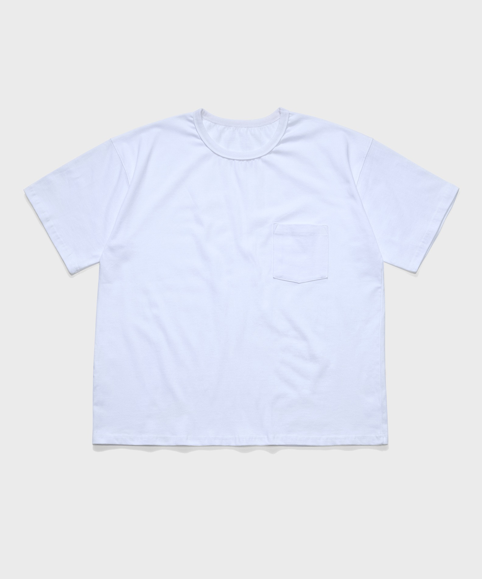 Round pocket short sleeve t-shirts_White